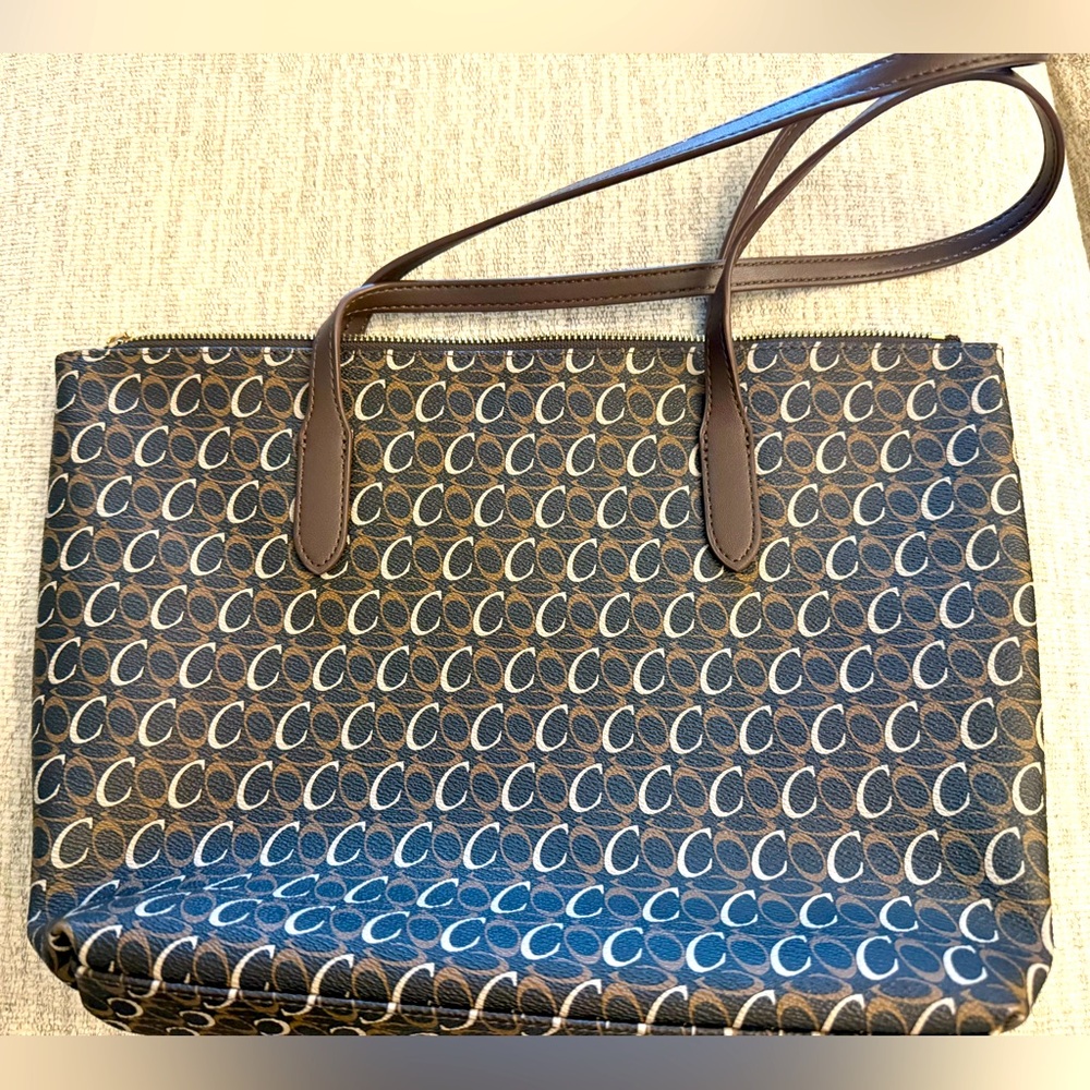 Looks like Coach City Tote with Coach Monogram or Goyard - NWOT - no name brand